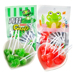 青蛙糖哈密瓜西瓜味棒棒糖小时候零食品8090儿时童年回忆喜硬糖果