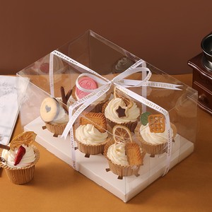 纸杯蛋糕包装盒透明6粒12粒加高马芬杯子手提打包盒子六个格包装