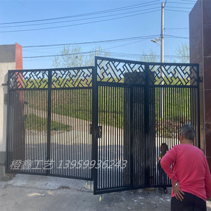 铁艺大门厂房门别墅庭院门户外农村自建房双开四开折叠门定制小区