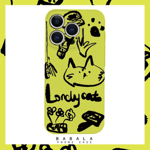 手绘插画简笔画小狗菲林手机壳适用iphone15/14promax苹果13硬15plus