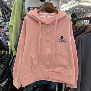 zeze family连帽拉链长袖卫衣女春秋新款宽松显瘦开衫外套上衣潮