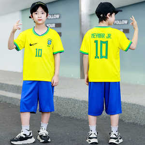 官网耐克顿儿童足球服套装夏季短袖训练服巴西阿根廷葡萄牙队球衣