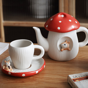 泽滕家茶壶陶瓷可爱卡通高颜值带盖把手水果茶加厚防烫耐高温新款