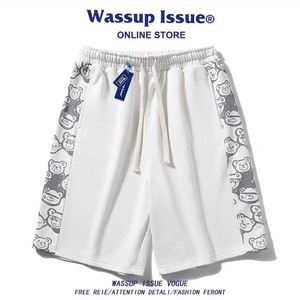 WASSUP ISSUE美式运动短裤男夏季潮牌小熊印花蓝球宽松休闲五分裤