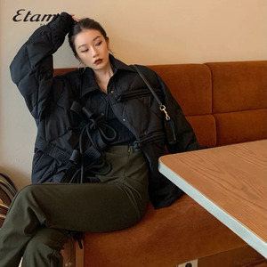 艾格/Etam中式白鸭绒羽绒服女冬季新款中长款宽松小个子加厚外套