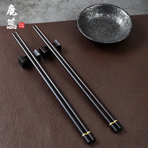 鹿蕊乌木筷子商用防滑防霉家用高档新款手工黑檀木质圆嘴快子餐具