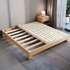北欧实木无床头床架简约现代15m双人无靠背矮床民宿榻榻米床架子
