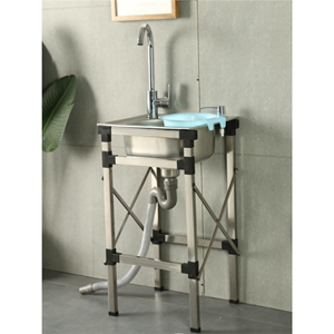 厨房不锈钢水槽单槽带支架子洗菜盆洗碗槽带落地支架简易水池水盆