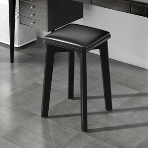 黑色实木家用凳子可叠放餐桌板凳可摞叠方凳高矮凳软包省空间餐椅