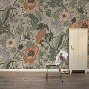 欧式复古花朵墙纸法式影视墙壁纸客厅卧室无缝壁布艺术温馨背景墙