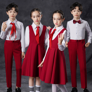 六一儿童合唱演出服中小学生大合唱团红色男女童诗朗诵比赛服装