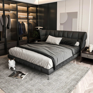 极简主义科技布艺husk肌肉床架轻奢现代简约双人床铺主卧高端大气