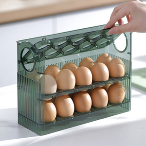 冰箱侧门鸡蛋收纳盒自动翻转放鸡蛋架厨房专用蛋托蛋格保鲜小号窄