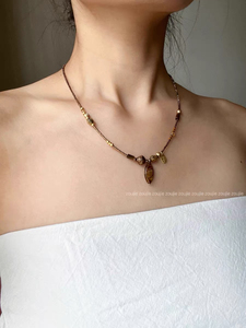 RORY【羽】原创设计vintage复古捷克珠古董珠米珠项链叠戴细链