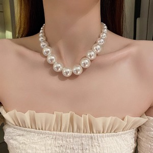 法式大珍珠项链女轻奢小众设计感高级锁骨链网红名媛气质时尚颈链