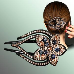 发卡发夹女水钻发饰中老年复古鸭嘴夹妈妈后脑勺时尚头花头饰夹子