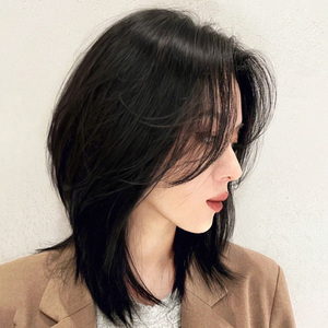 假发女短发日系中分狼尾鲻鱼头圆脸锁骨发减龄波波头自然全头套式
