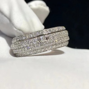 18k玫瑰金链条戒指女时来运转凯撒伯爵双排镶钻转动男女情侣对戒