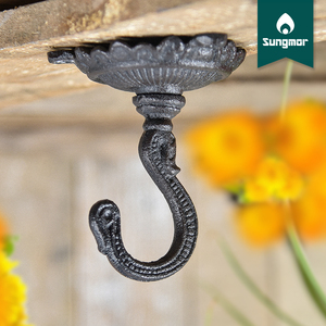 sungmor天花板挂钩2个铸铁墙顶吊钩装饰阳台顶部悬挂垂吊吊兰灯笼