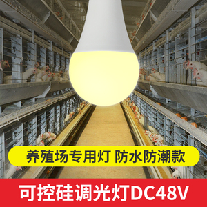 养殖场低压可调光led球泡DC48V伏220V鸡舍养鸡场专用照明灯泡防水