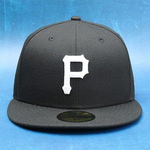 mlb平沿帽黑色经典款全封闭式棒球帽匹兹堡海盗队p字母帽子newera
