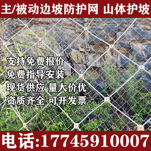 贵州边坡防护网 SNS柔性钢丝绳网山体滑坡主动护坡网落石安全网喷