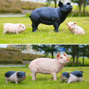 花园庭院摄影道具装饰创意大黑猪模型树脂工艺品动物仿真小猪摆件