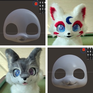 furry兽装头骨日系龙科猫科狗科3d打印头骨后脑勺定制fursuit头套