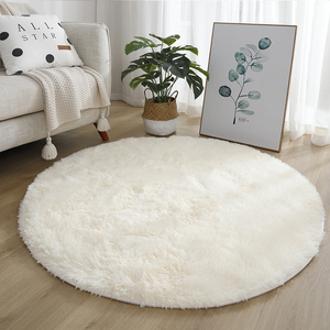 圆型ins白色圆形地毯毛毛地垫子客厅家用毛毯卧室室内房间长毛绒