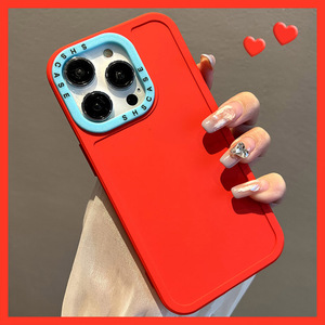 高级感撞色镜框大红色适用于苹果14pro手机壳iphone13promax防摔11/12液态15硅胶6plus网红xsmax女款xs/xr套