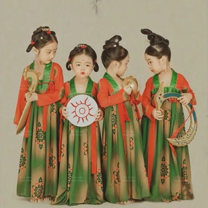 幼儿童古装汉服女童唐朝服装少儿胭脂妆小酒馆古典舞蹈服装演出服