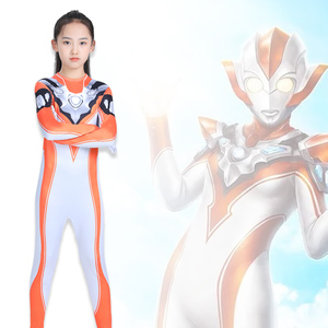 格丽乔女奥特曼儿童衣服超人英雄连体紧身衣cos披风皮套战衣服装3