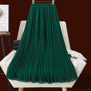 细褶百褶裙半身雪纺纱裙中长款女高腰垂感超仙气质褶皱风琴褶皱