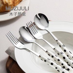 西餐叉勺子加厚不锈钢家用餐具吃饭沙拉叉勺套装韩式创意网红叉勺