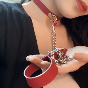 sm调情趣性用品铃铛项圈链子穿戴调教工具牵引捆绑绳男乳夹道具狗