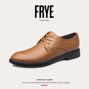FRYE弗莱皮鞋男士冬季复古英伦尖头德比鞋系带商务正装西装鞋厚底