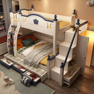上下床男孩儿童双层床带滑梯衣柜拖床子母床小户型高低床两层床铺