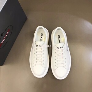 正品代购prada/普拉达男鞋牛皮内里男士系带休闲鞋运动鞋小白鞋