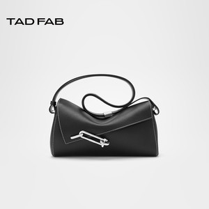 TADFAB包包Interlock系列复古黑色高级软牛皮中号单肩斜挎腋下包