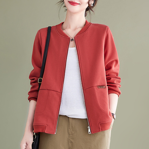 乔丹2023春秋季女士短外套卫衣开衫中老年妈妈女装上衣休闲洋气棒