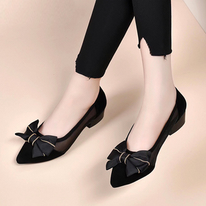 真皮浅口单鞋女2022年新款夏季平底尖头皮鞋软皮软底网纱透气女鞋