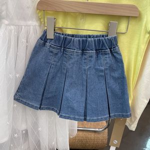 韩国童装女童2024夏季夏季新款百褶半身裙儿童小女孩洋气牛仔裙裤