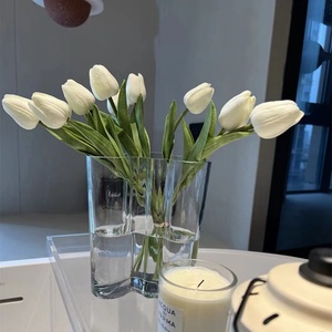 北欧ins网红湖泊花瓶透明几何高颜值轻奢高档桌面花器装饰品摆件