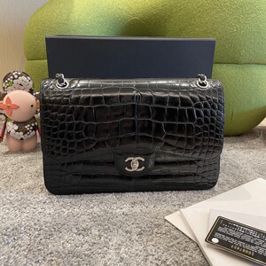 chanel/香奈儿/黑银鳄鱼皮jumbo大号cf98新镭射16开公价35w身份卡