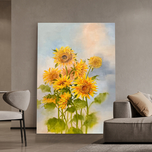 向日葵玄关装饰画肌理手绘油画花卉客厅小清新治愈温馨向阳花挂画
