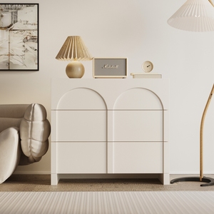 奶油风玄关柜家用收纳柜简约现代卧室储物柜客厅靠墙柜ins侘寂风