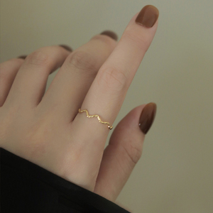 不掉色！细细的波浪戒指女小众独特设计素圈指环时尚轻奢高级感