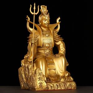 石敢当摆件纯铜彩绘泰山石敢当铜像家居佛堂神像客厅装饰大号佛像