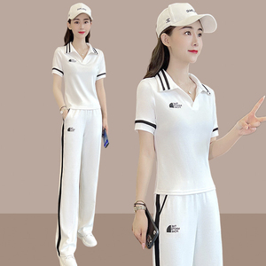 夏季品牌休闲服纯棉运动三叶草运动服套装女时尚阿迪短袖高端名牌