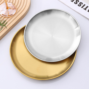 不锈钢盘子圆盘家用吐骨碟菜碟水果盘餐厅托盘商用西餐餐盘铁盘子